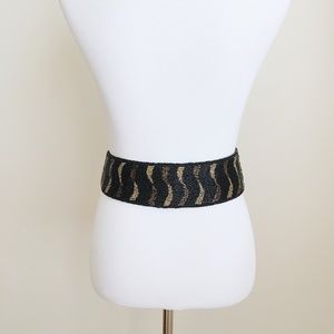 Vintage Beaded Striped Saks Fifth Avenue Belt
